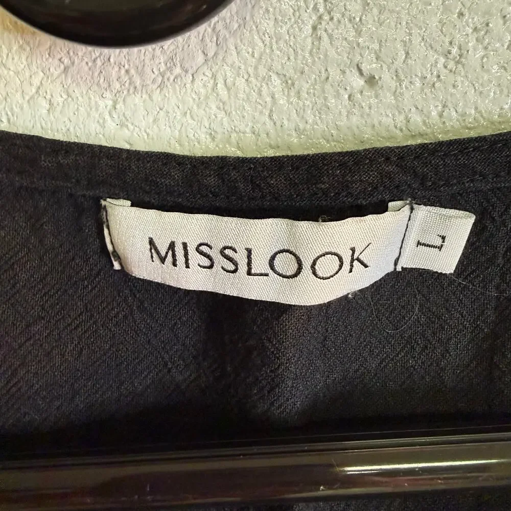 Misslook Women's Black Sleeveless Dress With Pockets Size L